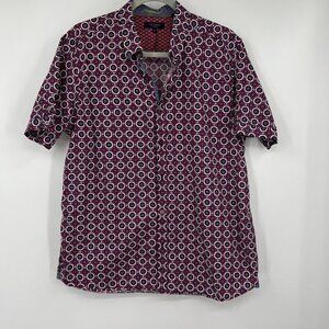 Ted Baker Men Casual Button Down Tiser Geo Shirt Short Sleeve Geometric 6 Mens X